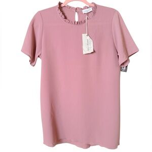 NWT Orange Creek Blush Ruffle Neck Blouse